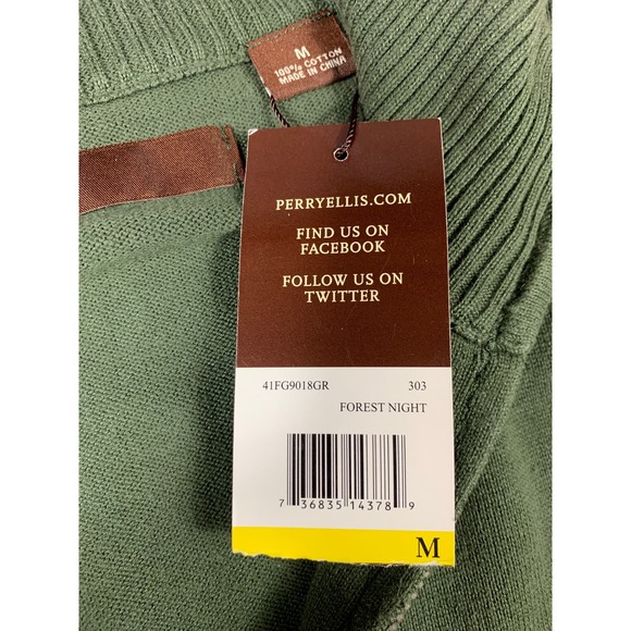 Perry Ellis 1/4 Zip Men's Sweater Pullover Argyle Mock Rockabilly Preppy Core - Picture 6 of 7